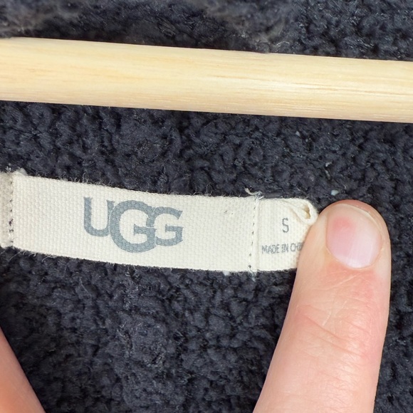 Ugg Fremont Fluffy Knit Open-Front Ribbed Trim Cardigan Black Small - Picture 5 of 9